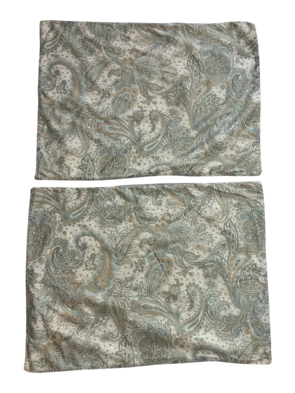 2 Harbor House Chelsea Paisley Pillow Shams Standard Teal Blue Tan Swirl Floral